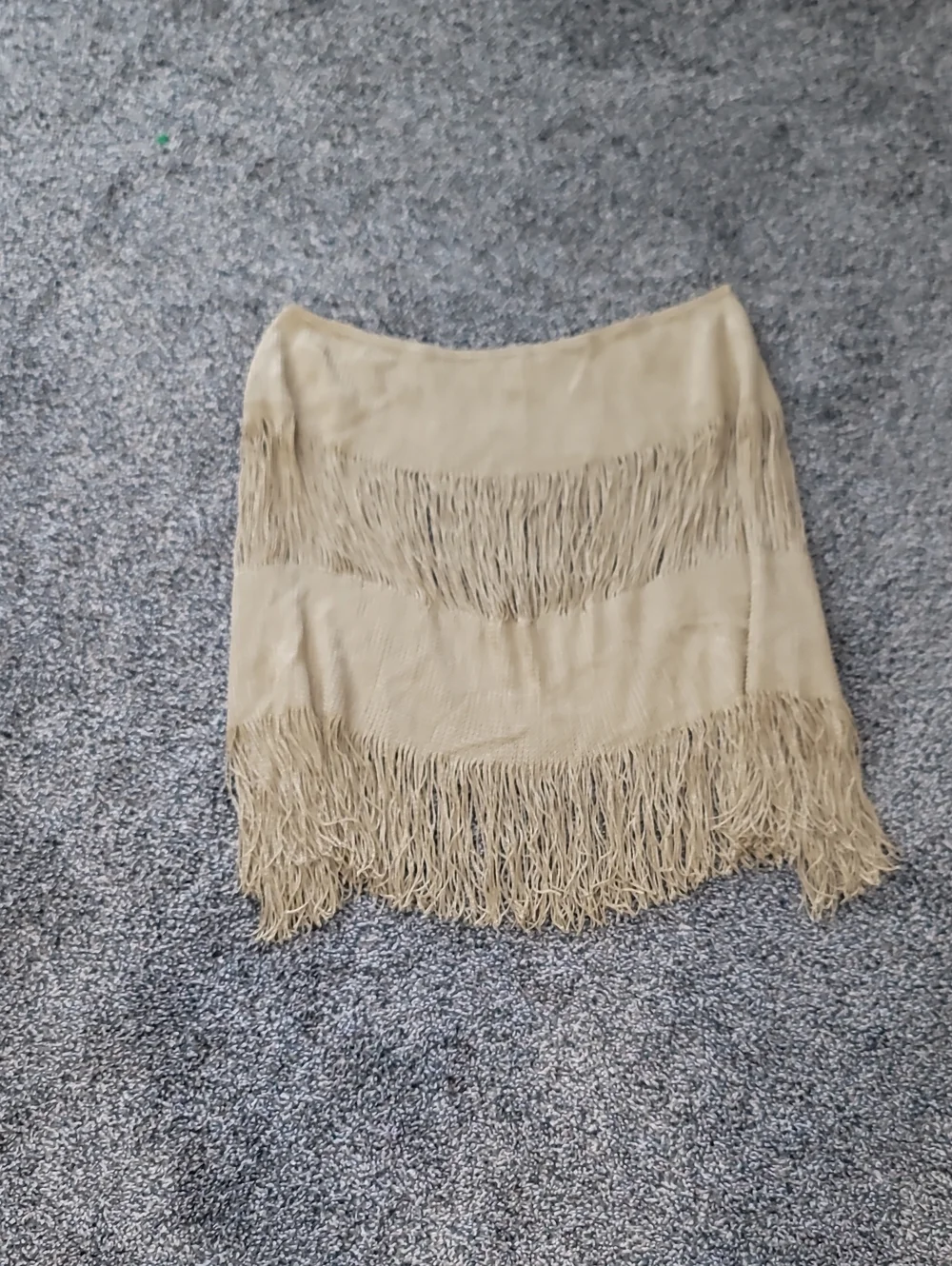 Fringe Mini Skirt in Beige